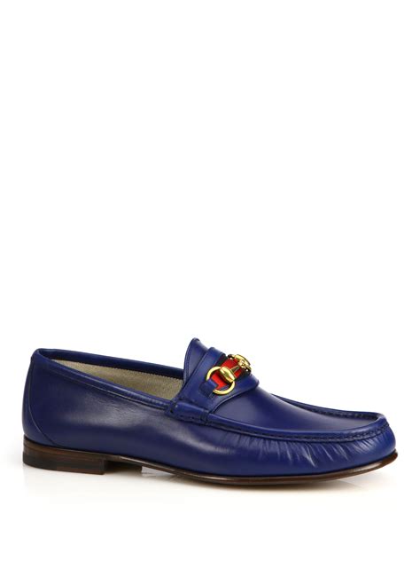 gucci blue oxidized loafers